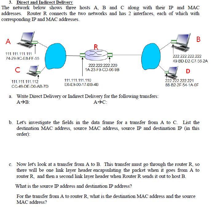 Solved 3. Direct and Indirect Deliverv The network below | Chegg.com