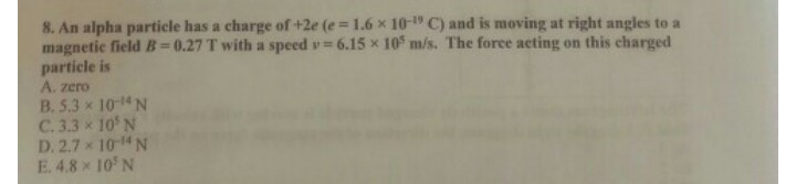 Solved An alpha particle has a charge of +2e (e = 1.6 x | Chegg.com