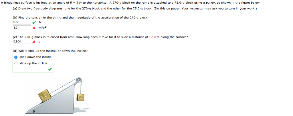 Solved A frictionless surface is inclined at an angle of θ = | Chegg.com