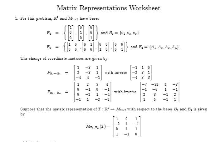 Solved (9) The Bases B, B, B, And B, Are In The "Matriz | Chegg.com