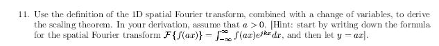 Solved Use the definition of the 1D spatial Fourier | Chegg.com