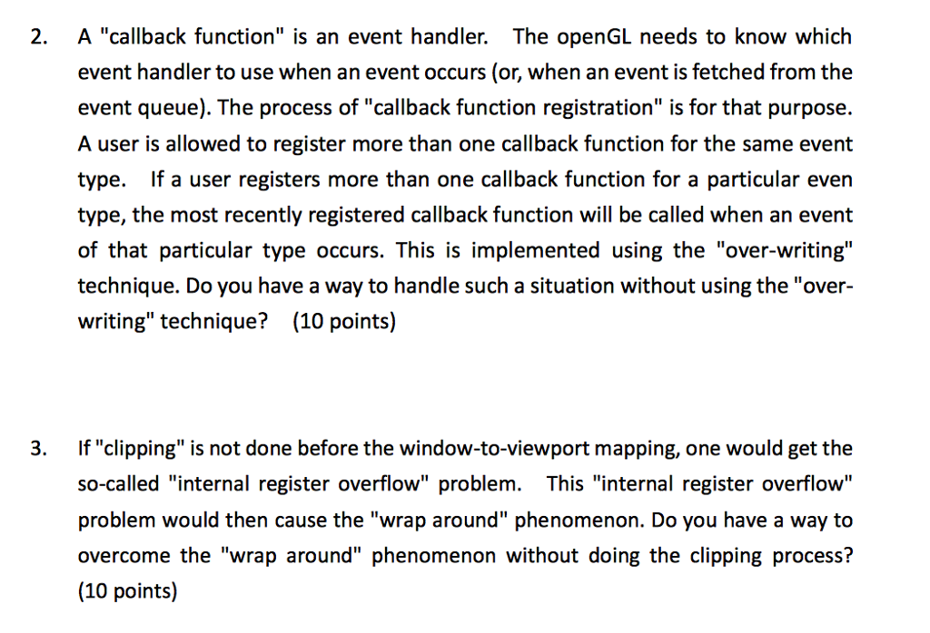 2. A "callback Function" Is An Event Handler. The | Chegg.com