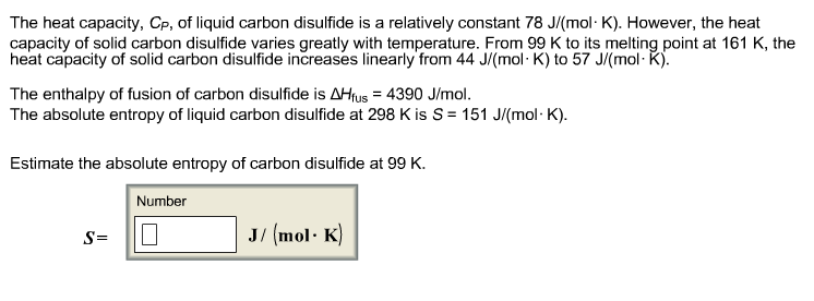 estimate the absolute entropy of carbon disulfide