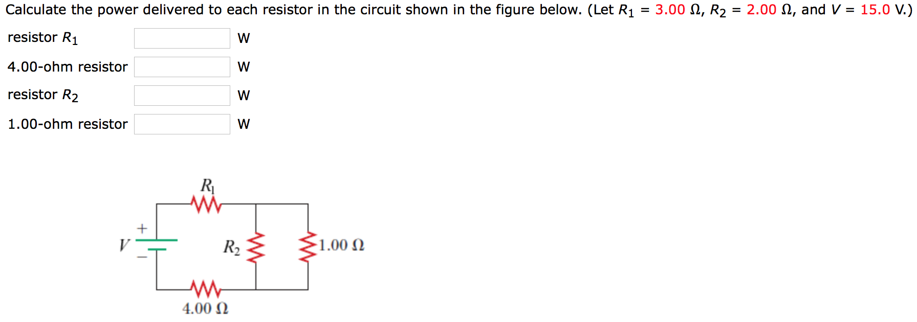 Solved Calculate The Power Delivered To Each Resistor In The | Chegg.com