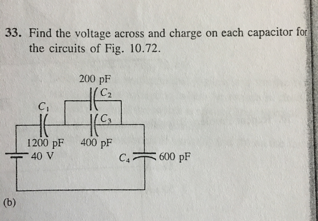 Solved Find the voltage across and charge on each capacitor | Chegg.com