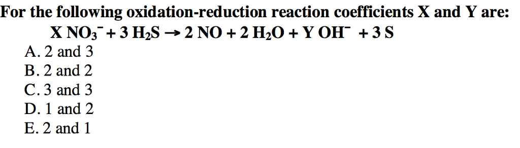 Solved For the following oxidation-reduction reaction | Chegg.com