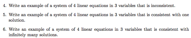 Solved Write an example of a system of 4 linear equations in | Chegg.com