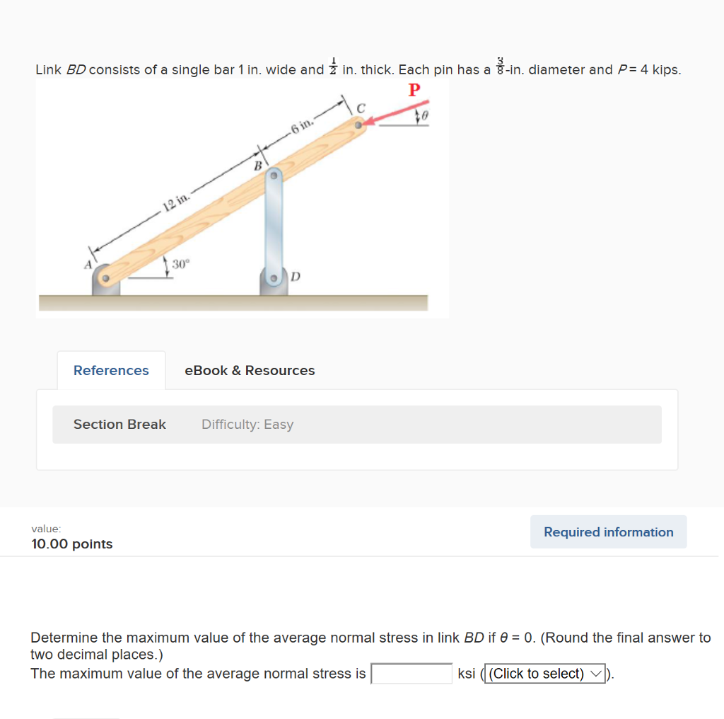 Solved Link BD Consists Of A Single Bar 1 In. Wide And 2 In. | Chegg.com