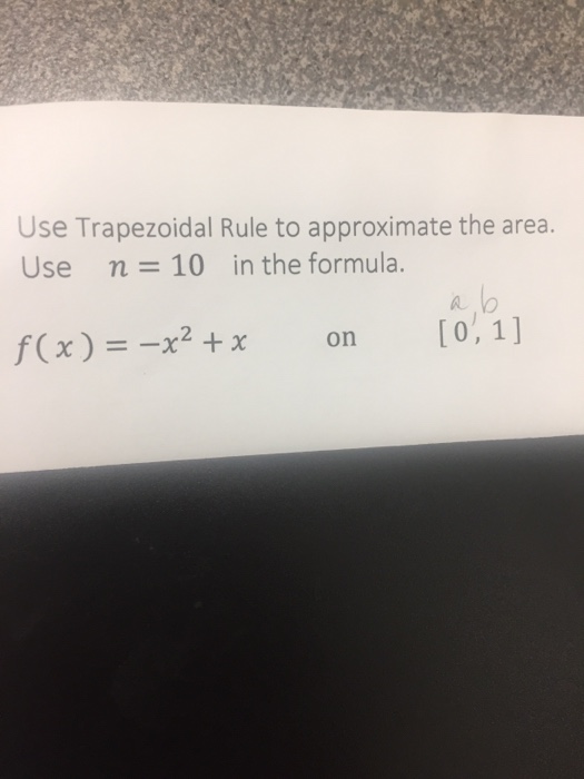 Solved Use Trapezoidal Rule To Approximate The Area. Use N = | Chegg.com