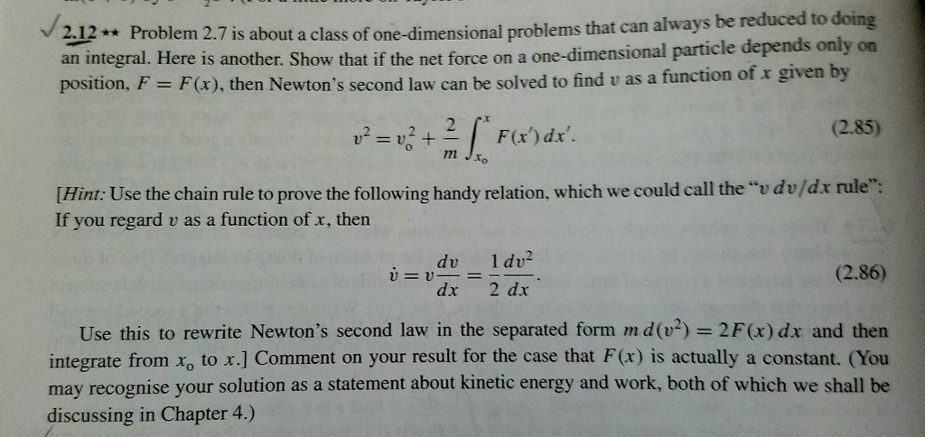 Solved Problem 2.7 is about a class of one dimensional | Chegg.com
