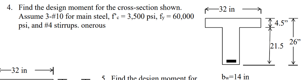 Solved 4. Find the design moment for the cross-section | Chegg.com