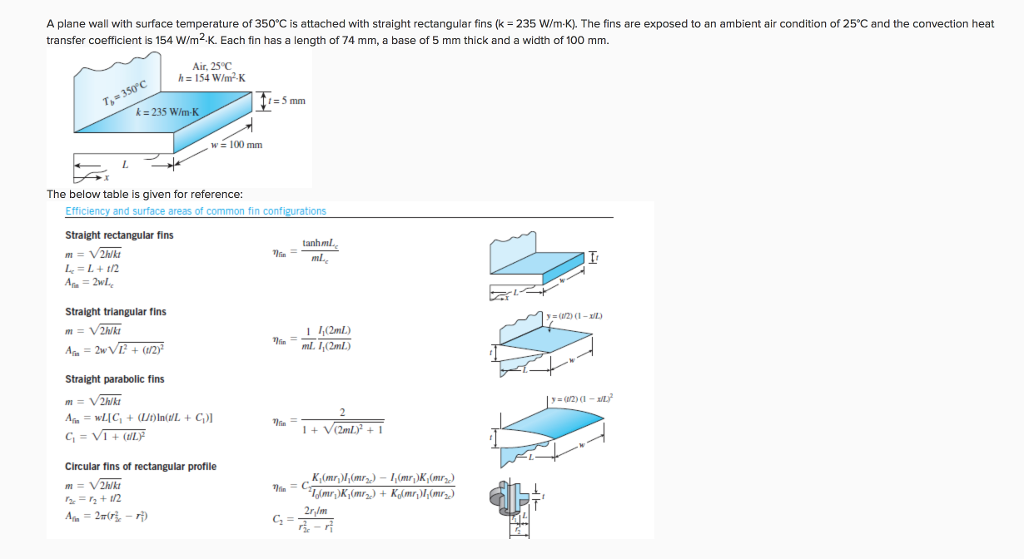 Solved A) Determine the fin efficiency using the given | Chegg.com