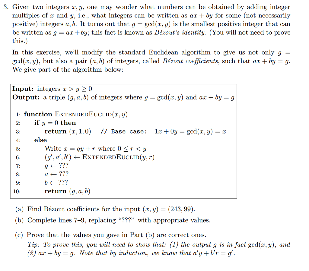 Solved 3. Given Two Integers X, Y, One May Wonder What | Chegg.com