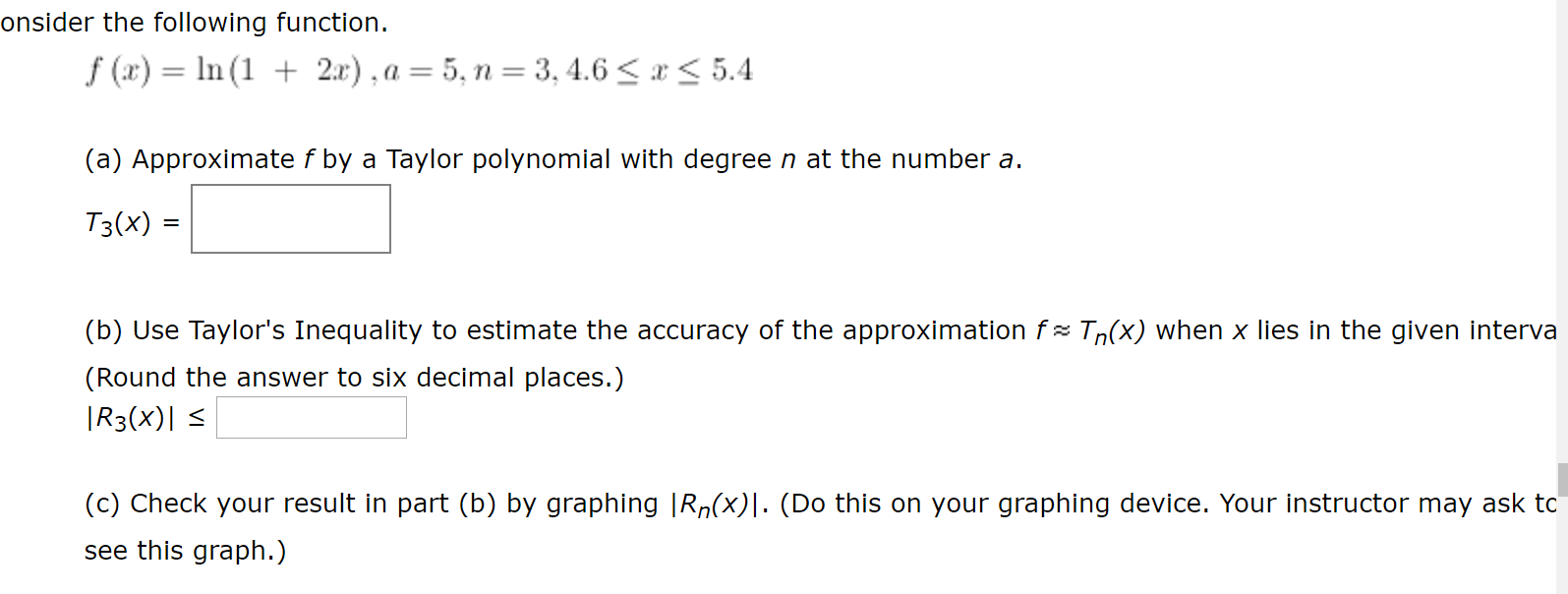 Solved Consider The Following Function F X Ln 1 2x