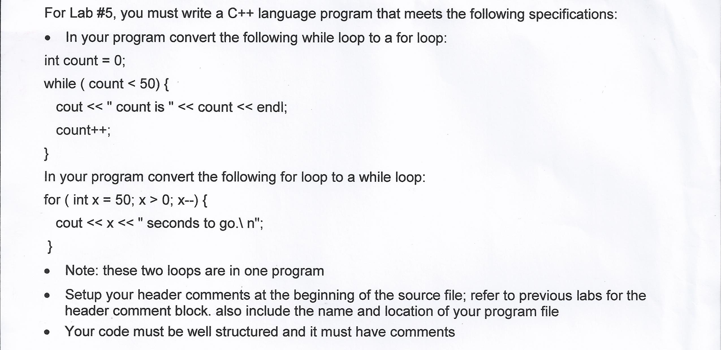 lab assignments on c