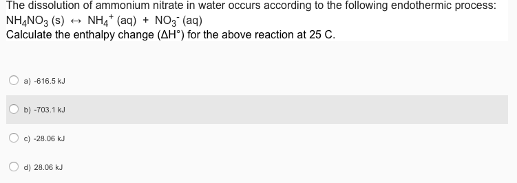 Solved The Dissolution Of Ammonium Nitrate In Water Occurs