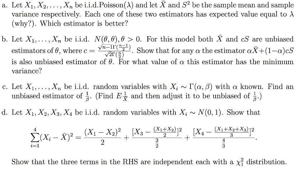 Let X1, X2,... , Xn be i.i.d.Poisson(A) and let X and | Chegg.com