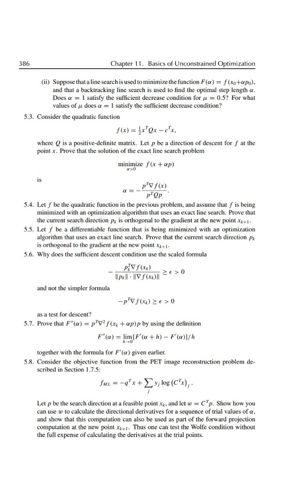 386 Chapter 11. Basics of Unconstrained Optimization | Chegg.com