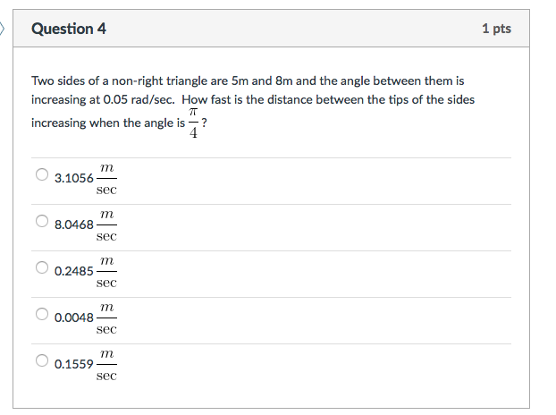 Solved Two sides of a non-right triangle are 5m and 8m and | Chegg.com