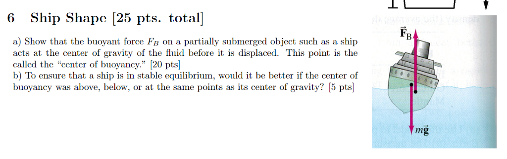 Solved 6 Ship Shape [25 pts. total partially submerged | Chegg.com