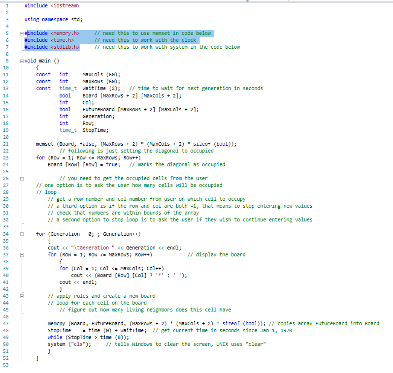 Solved Write a program to implement the simulation of life | Chegg.com