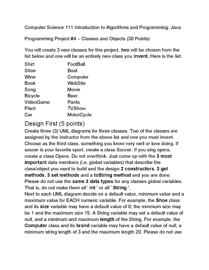 Solved Computer Science 111 Introduction To Algorithms And | Chegg.com