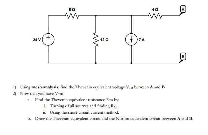 Solved 1) Using Mesh Analysis, Find The Thevenin Equivalent | Chegg.com