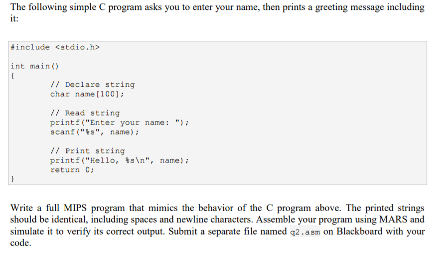 Mips program that asks for name and outputs deals it