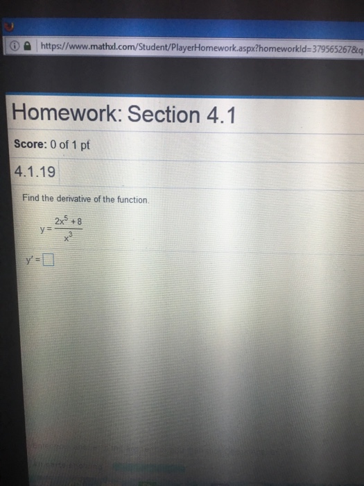 Solved Find The Derivative Of The Function Y 2x 5 Chegg