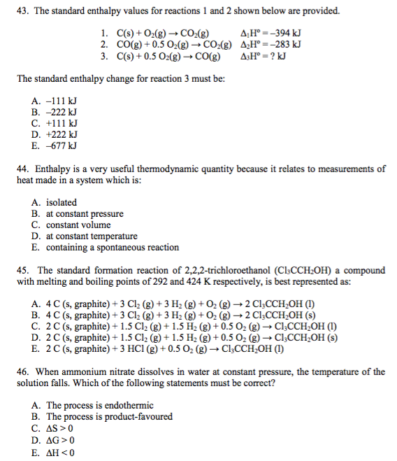 Solved The standard enthalpy values for reactions 1 and 2 | Chegg.com