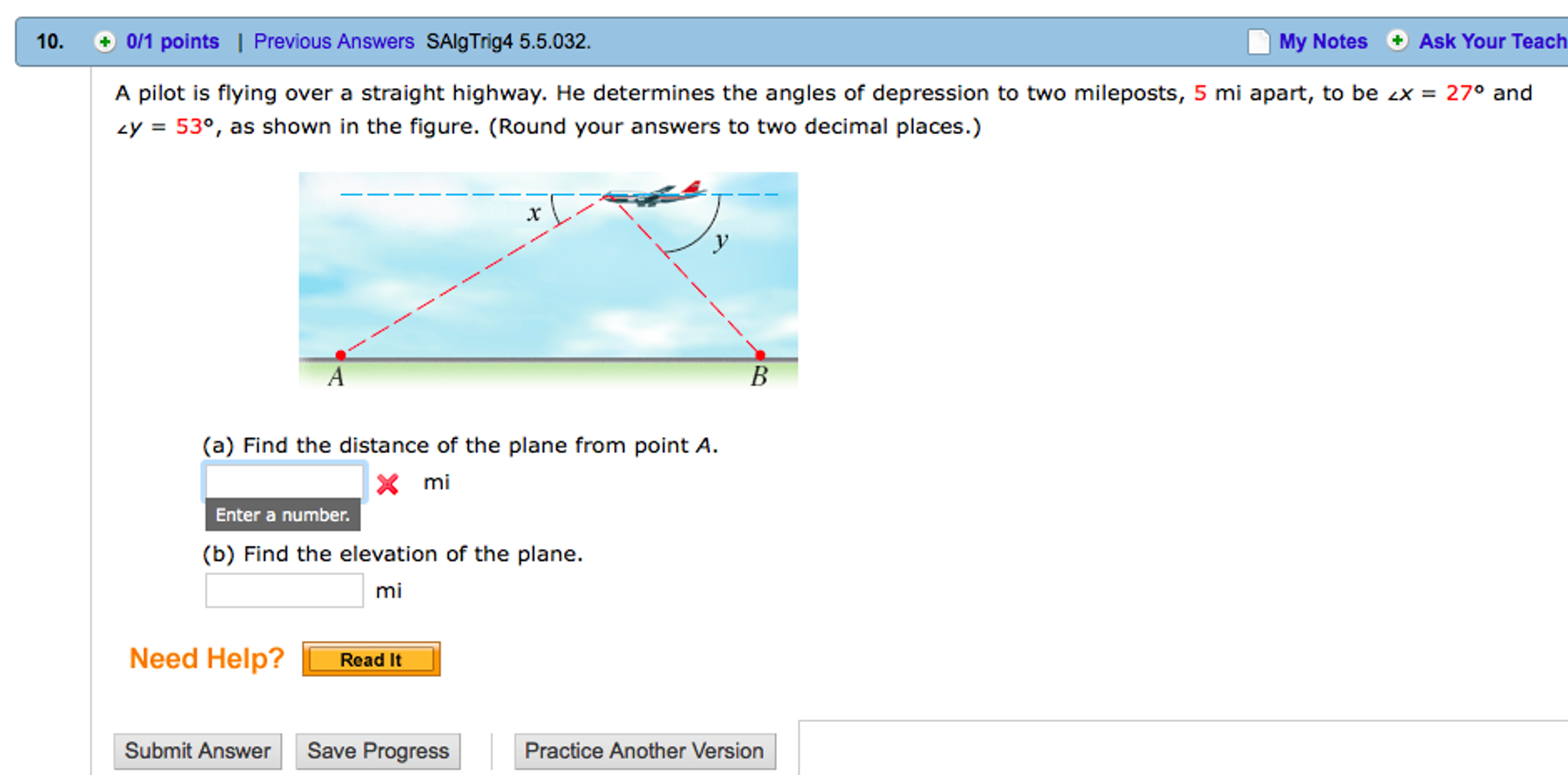 Solved A pilot is flying over a straight highway. He