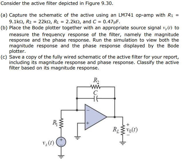 Solved Consider the active filter depicted in Figure 9.30. | Chegg.com