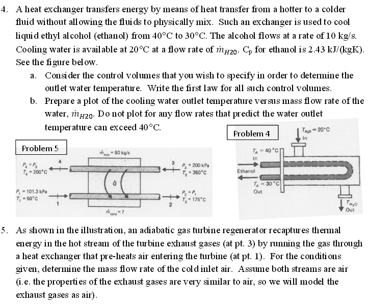 Solved A heat exchanger transfers energy by means of heat