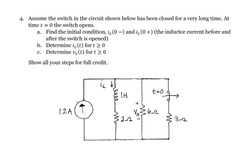 Solved Assume the switch in the circuit shown below has been | Chegg.com