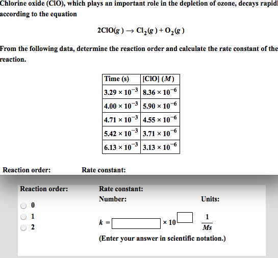 Solved Chlorine oxide (CIO), which plays an important role