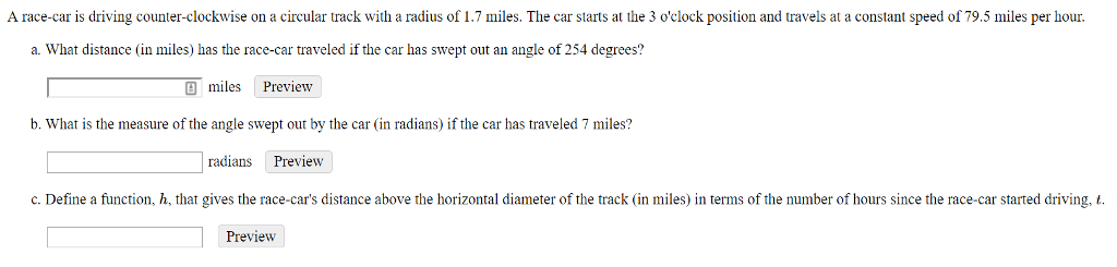 Solved A race car is driving counter clockwise on a circular