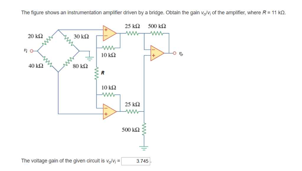 Solved The figure shows an instrumentation amplifier driven