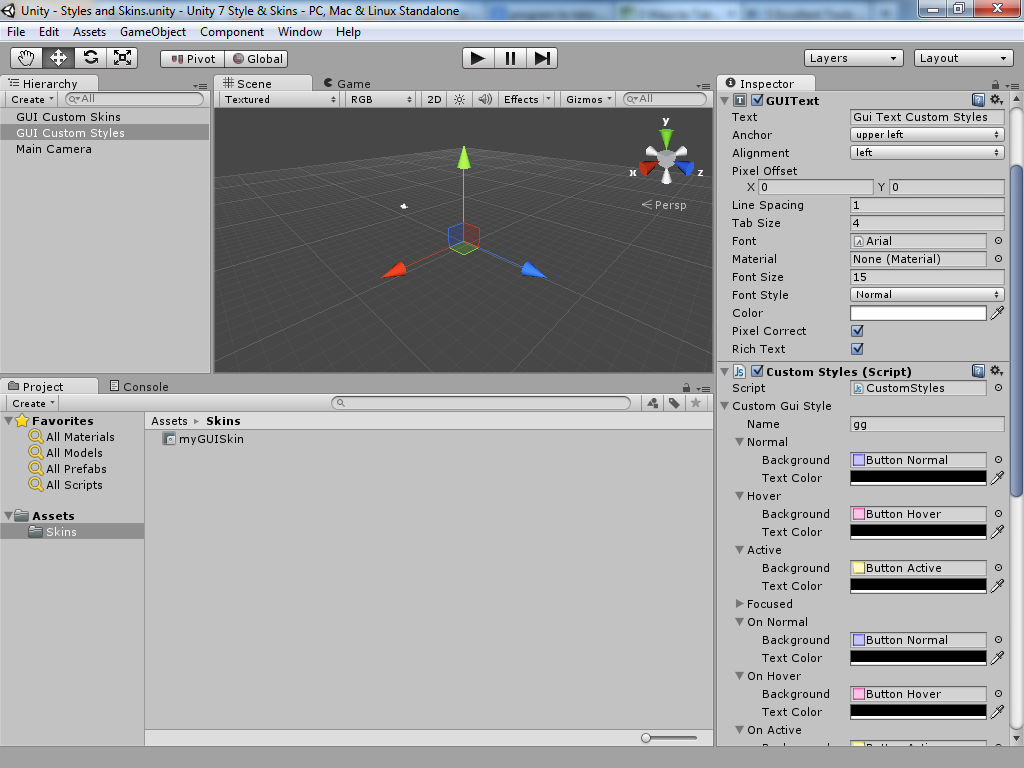 I am trying to do my Unity styles and skins | Chegg.com