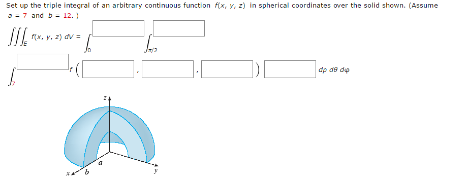 Solved Set up the triple integral of an arbitrary continuous | Chegg.com