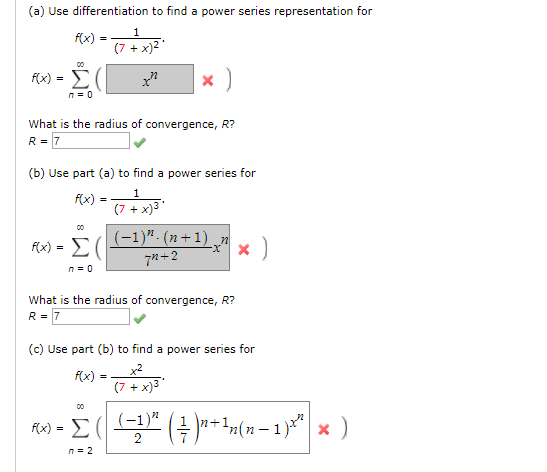 Solved (a) Use differentiation to find a power series | Chegg.com