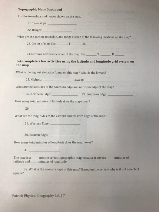 Solved: Topographic Map Exercise: Please Work In Pairs-Do | Chegg.com