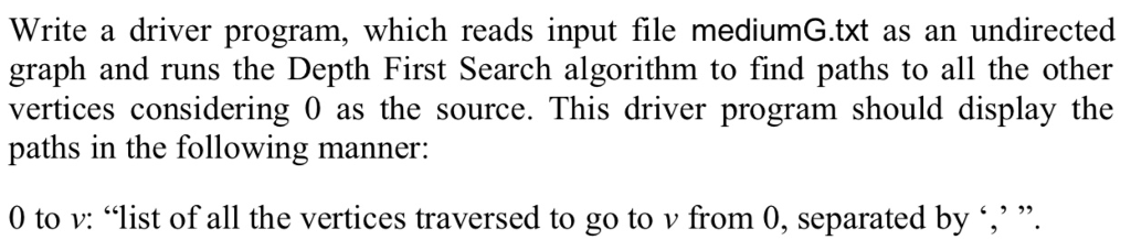 Solved Write a class DepthFirstPaths.java to implement a | Chegg.com