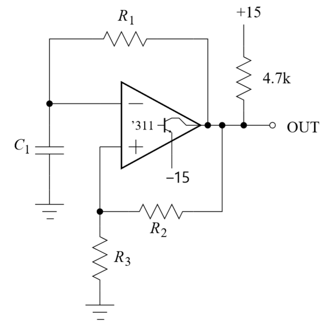 Solved 4. A ’311 comparator is connected as a relaxation | Chegg.com