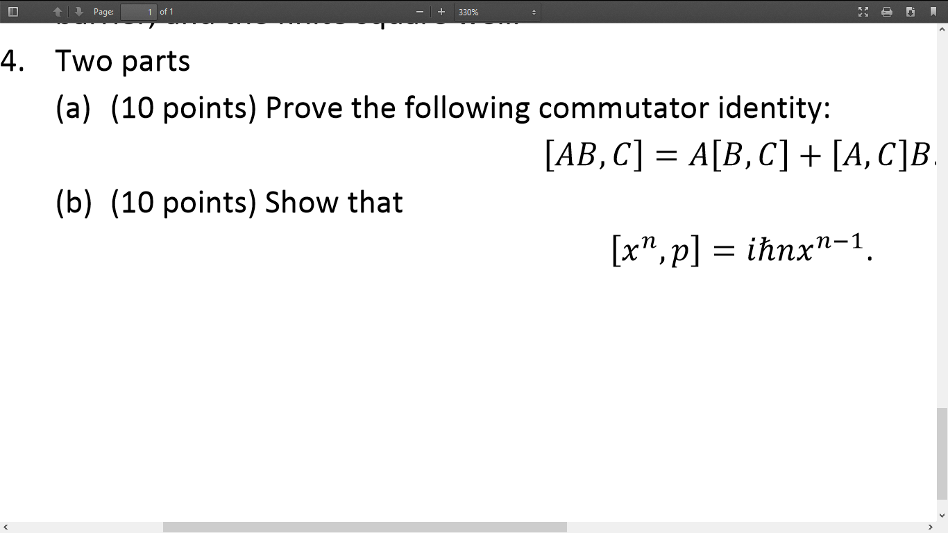 Solved Prove The Following Commutator Identity: [AB,C] = | Chegg.com