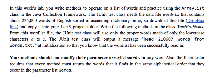 Solved In this week's lab, you write methods to operate on a | Chegg.com