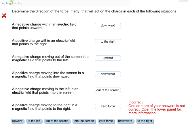 Solved Determine the direction of the force (if any) that | Chegg.com