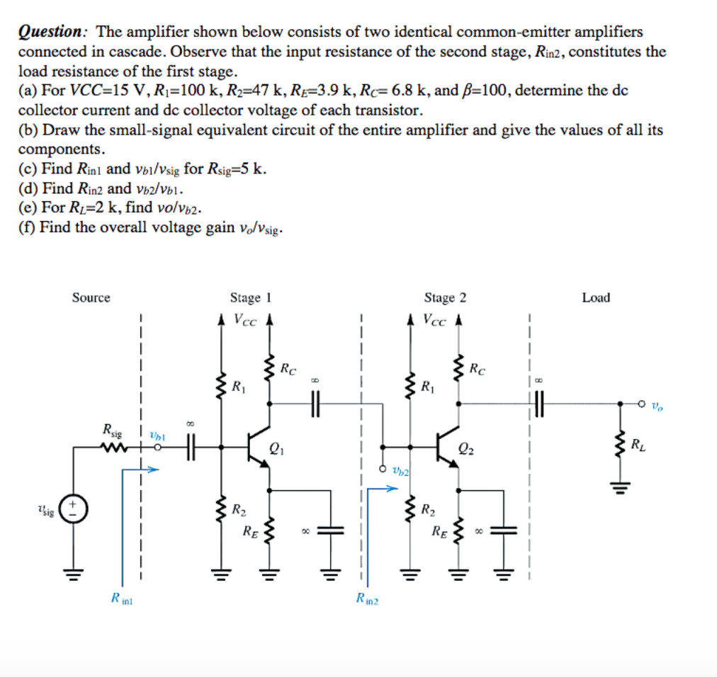 Solved Question: The Amplifier Shown Below Consists Of Two | Chegg.com