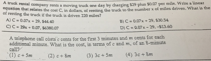 Solved A truck rental company rents a moving truck one day | Chegg.com