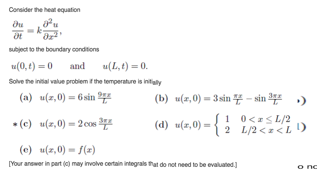 Solved Consider the heat equation partial differential | Chegg.com