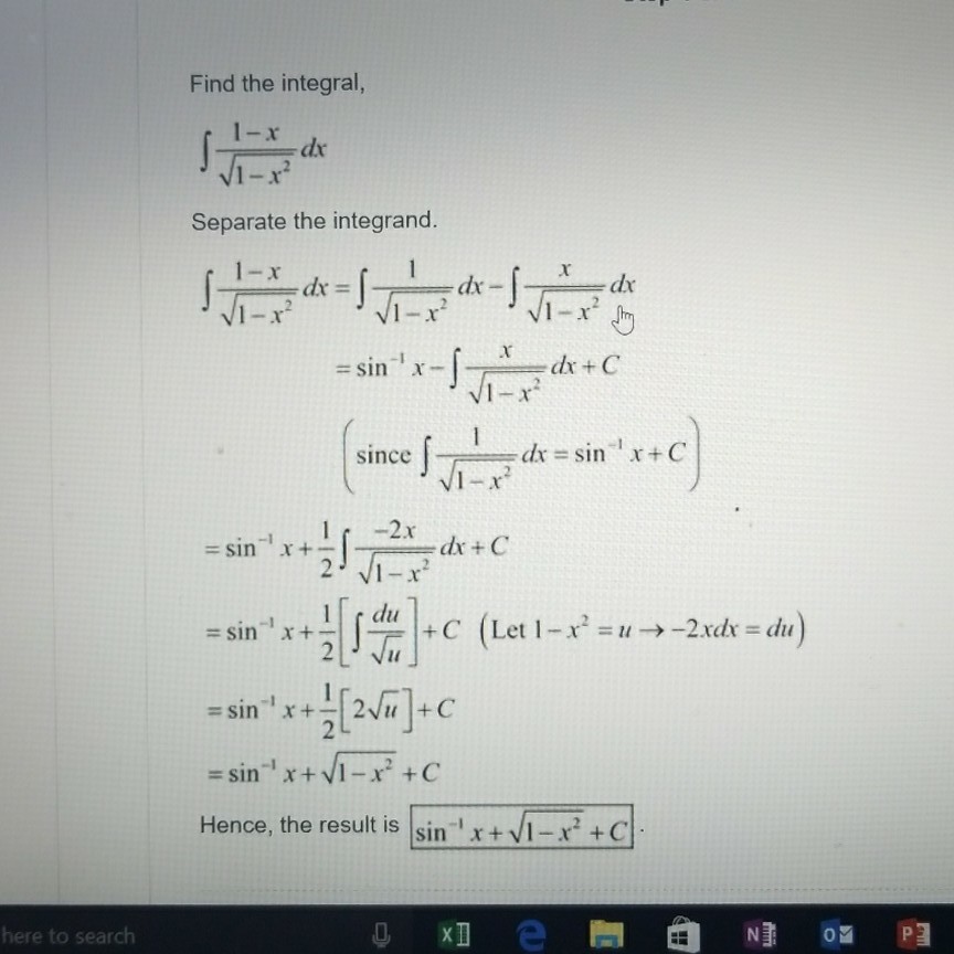 Solved Find The Integral, 1-x Dx Separate The Integrand. Rt | Chegg.com